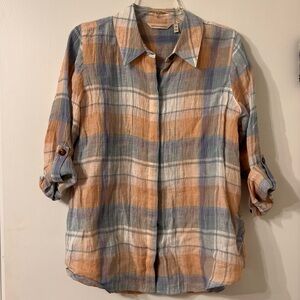 SOFT SURROUNDINGS 100% LINEN BUTTON DOWN TOP ✨